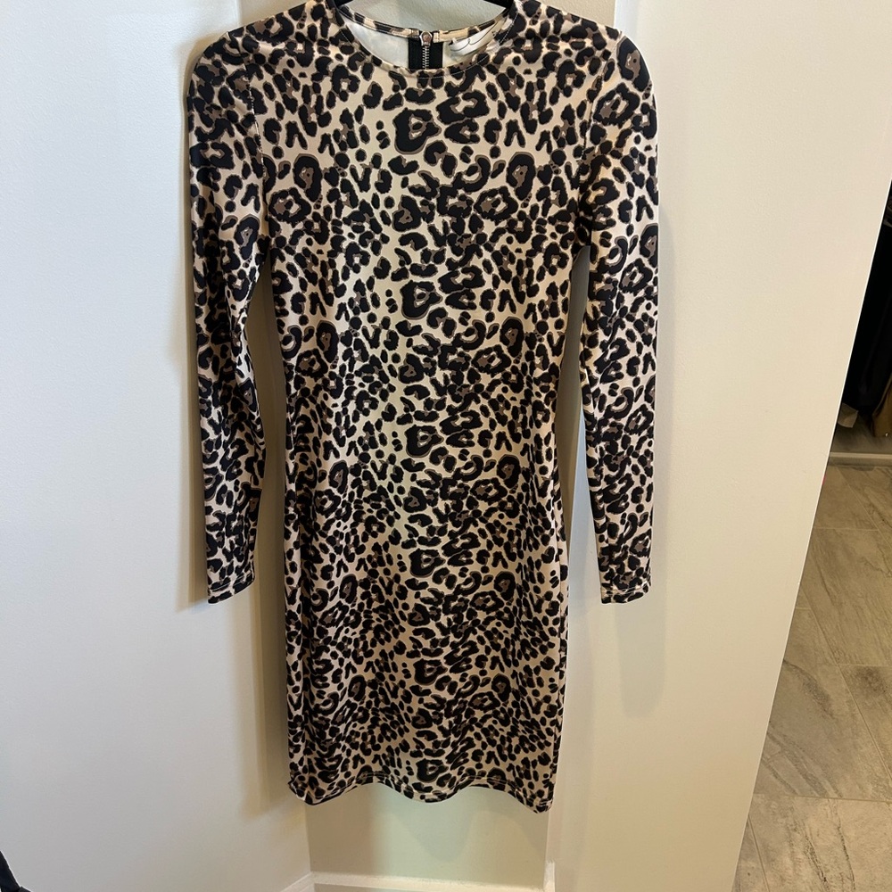 Leopard Print Long Sleeve Dress